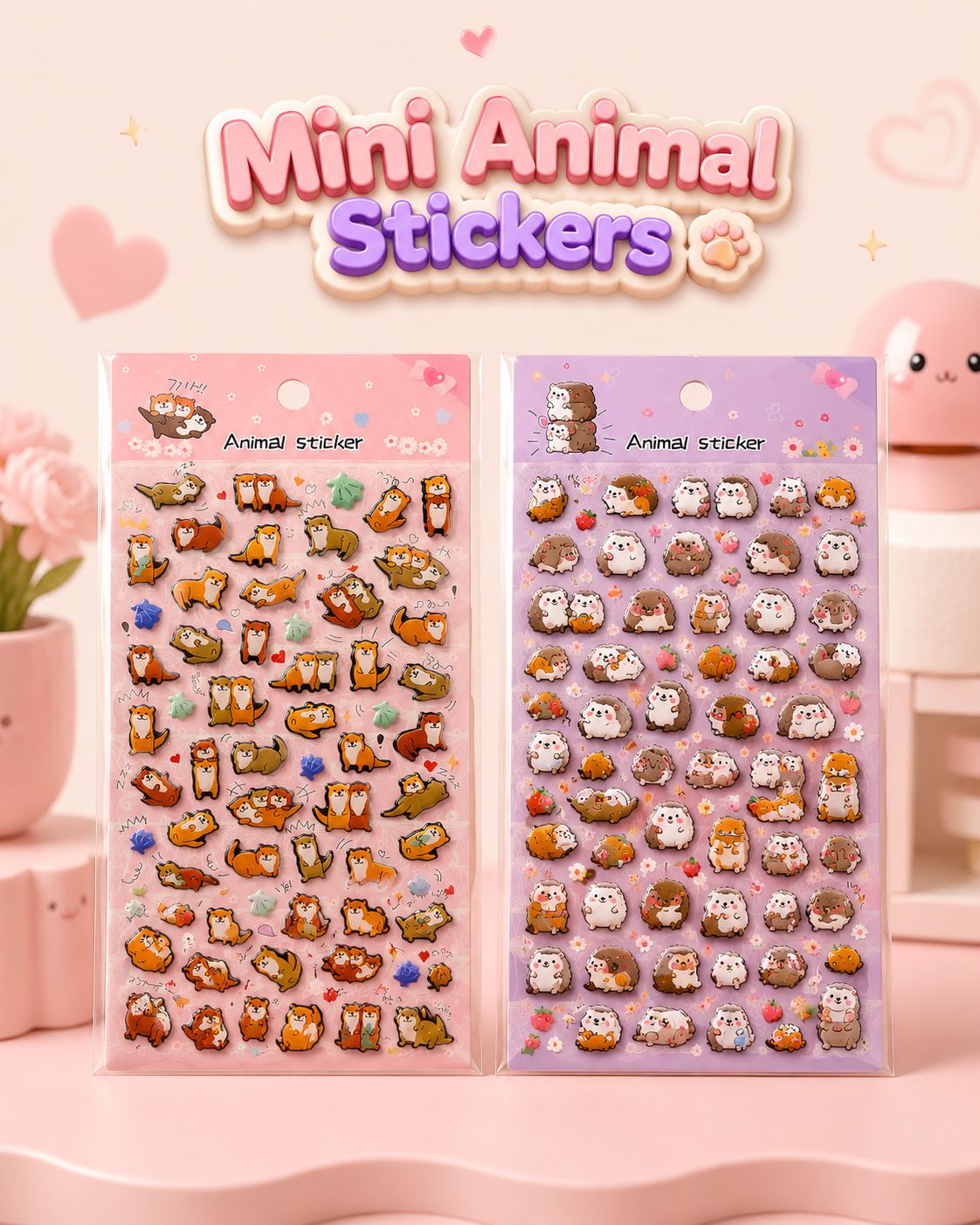 Mini Animal Puffy Sticker Sheet