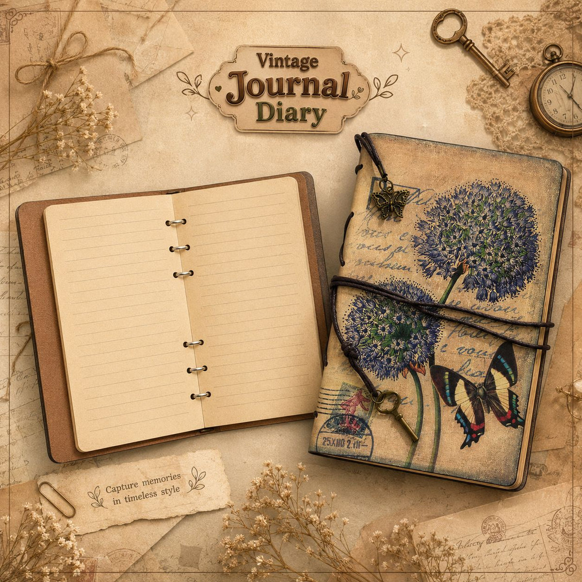 Timeless Memories Vintage Ring-Bound Journal