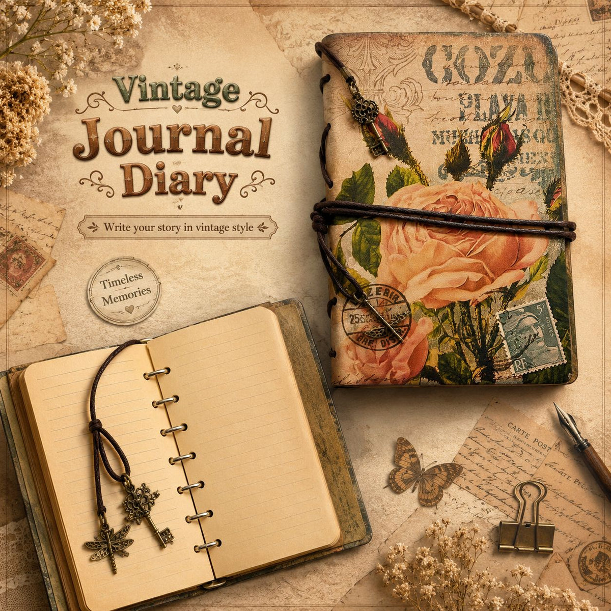 Timeless Memories Vintage Ring-Bound Journal